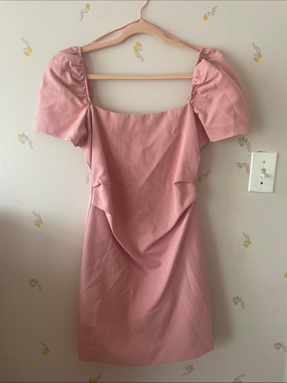 Zara Dusty Pink Puff Sleeve Mini Dress